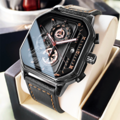 大爆炸手表男夜光防水瑞士风格手表男学生方形德国品质电子石英表运动商务男士手表