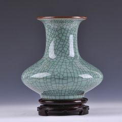 陶瓷景德镇陶瓷器 仿古花瓶 高官窑碎瓷裂纹釉 客厅家居装饰品摆件